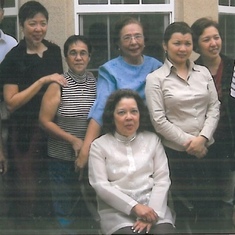 In her "barong" with Bettina Yap, Zenaida Zurbito Alviar, Tita Purita, and Joanna