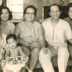 With her parents Guadalupe Zurbito Reyes (Mommyba) and Manuel Reyes (Papyling), Pipo, Rod, and Andrew in San Miguel, Makati