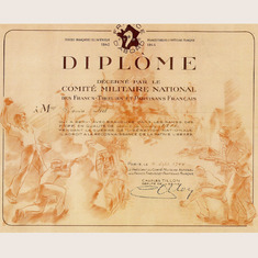 Diploma awarded by the National Military Committee of the Francs-Tireur et Partisans Francais, September 4, 1944