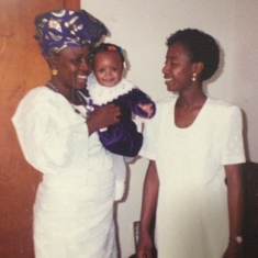 Grandma, Foluso, and baby Victoria (Easter 1996)