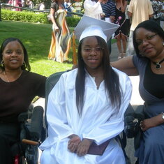 Auntie Lizzy, me, and Mommy at High School graduation