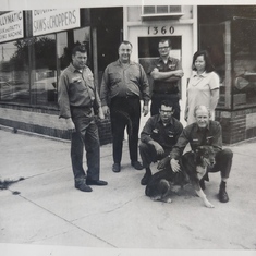Old Hollymatic shop  in Denver 1968. W/ Bruce, Brian, Marge Boyer, wolf, Dave  and Knudt