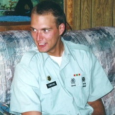 Travis on leave after Training and as a Home Town Recruiter for two weeks 2000 .