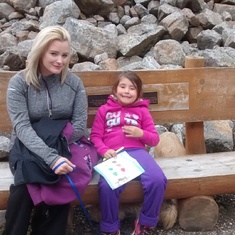 Relaxing at a bench at Mt. Edit Cavell Glacier with lovely Stacey, Anna & Penny