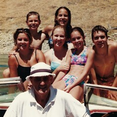 A day out on the lake with most of his favorite grandchildren. What a memory for everyone!