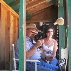 Stan and daughter-in-law Patty, announcing at the local horse show in Nevada County, CA.
