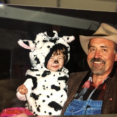 The cowboy to Lucy’s cow. Always there for a fun time! Halloween trick or treating in Grass Valley