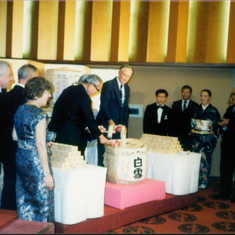 Stan and Iris with Michael Mansfield and Edwin O. Reischauer at a Japan ECD event at the Hotel Okura, Tokyo
