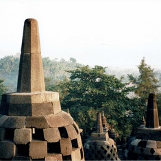 Stef and Jen's travels, Borubudur, Indonesia, 1997.