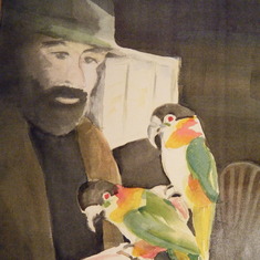 with parrots (watercolor)