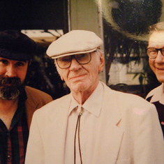 Stephen's father, Marcus Anderson, with Stephen and Peter Wilson, 1995