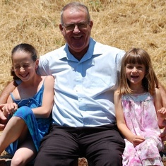 Dad with the girls - Angelica's 5th Grade Graduation