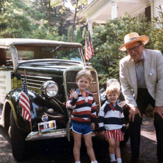 Carr and Werner with Pop-Pop Kratovil before the Independence Day Parade, Greenwich
