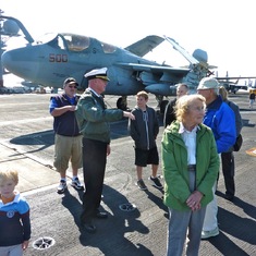 Stephen explains flight operations to Grandpa Dick who was also a WW2 & Korea Navy fighter pilot