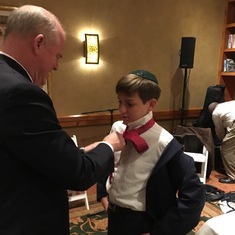 Thank you, (F)uncle Stephen for helping Bobby with his tie at the first ever McInerney Bar Mitzvah. 