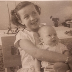 Proud big sister Mary with Stephen December, 1957
