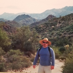 Sharing his treasured trails and teaching me @ cacti, First Water Trail, Tonto Nat'l Forest, AZ 2000