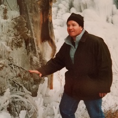 Posing with ice to humor this photographer, Santa Fee, NM 1995