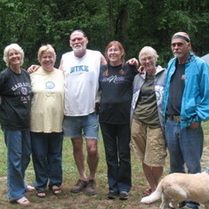 2009 at Red Bluff Campground. From left Ramona, DeeDee (taking Wanna's place), Jim, Todie, Skeeter and Zane.