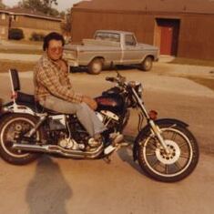 On his Harley (late 70's)