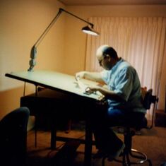 Steve at his drafting table, the beginning of his career as a Designer