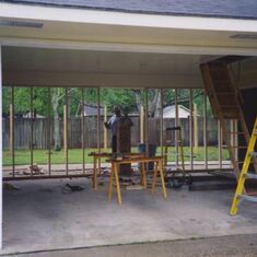 Just one of many house projects - turning the carport into a garage. He also installed the attack entry in the garage.