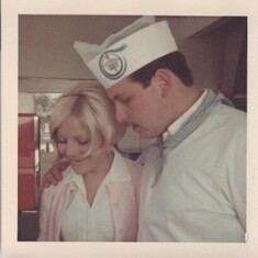 Tastee Freeze, Steve with Miss Paramount (working). Hats and scarfs.