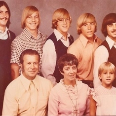 The Rodick Family 1970: Dutch, Doug, Bob, Steve, Greg, Joe, Dad, Mom, Chrissy