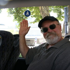 Steve on a bus tour in Stuttgart in summer 2010
