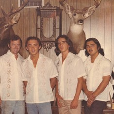 1975 Travis Steven Ron Jerry in matching shirts