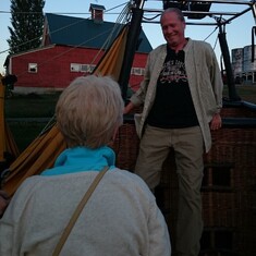 The end of the balloon ride--Steve's smiling face looking down at Jackie. What a ride! 