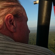 Steve looking out at the world--the balloon ride. 