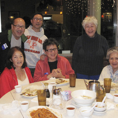 Family gathering, 2010;  Standing:  Steve, Mike and Helen Wong; Front: Janice Francois, Donna and Elsie Fung.