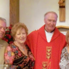 Niece Barbara and her husband, Tom Clewell celebrating their 40th Wedding Anniversary Mass with Msgr. Cox at St. Anastasia Church in Westchester