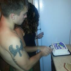 steven serena cutting wedding cake