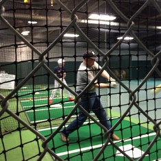 Indoor batting practice prior to opening day. He had at least one new bat for the team every year