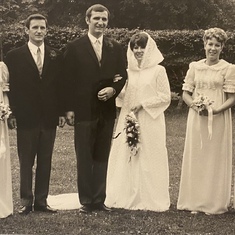 1969 Welwyn Garden City - Uncle Man & Auntie Jan’s wedding Stu far left, Russell far right