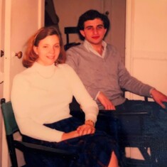 c. 1980, Stuart with Nell Foreman Kleinschmidt in our apartment on 66th Street.  HAIR!!