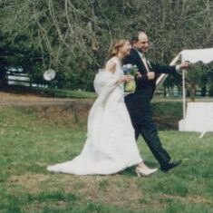 Not a great photo on my part, but I love the body language and the stride.  2003.