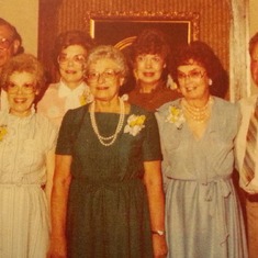 The Johnson Seven, July 1983 reunion in Minot.
Back: Mickey, Edith, Doris
Front: Hazel, Ethel, Helen, Stub