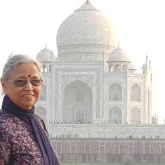 Mum viewing the Taj from across the Yamuna