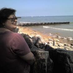 Sue Ann at the beach in Evanston, Illinois. She loved the sound of the waves.