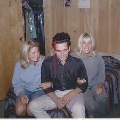 Susie and Sally in High School with a very patient Dick Fisher