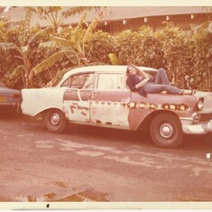 Sally and Jumping Jack Flash   North Shore Oahu  HI 1973  This is where she got her nickname Friday
