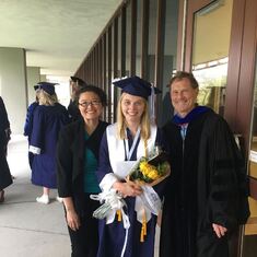 Sue-Je and Michael Malpass with proud graduate Paula Merkle. Sue-Je rarely missed a graduation.