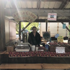 Sue-Je at the Farmers Market stand that she regularly helped with on the weekends!