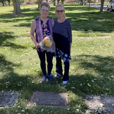 Becky and I after Mom and Sue’s memorial service.  Standing in front of our paternal grandfather's gravesite.  Thomas B. Stimson passed in March of 1966.  Lived on 2nd Street in Albuquerque.