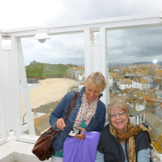 Sue in St Ives on holiday with friends 