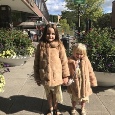 Lea & Aria in their fur coats, like grandma & her sister
