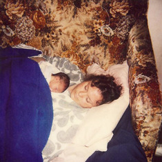 Sue Ann with newborn Brenda - Texas - 1991. Susie gave Brenda her first bath !
